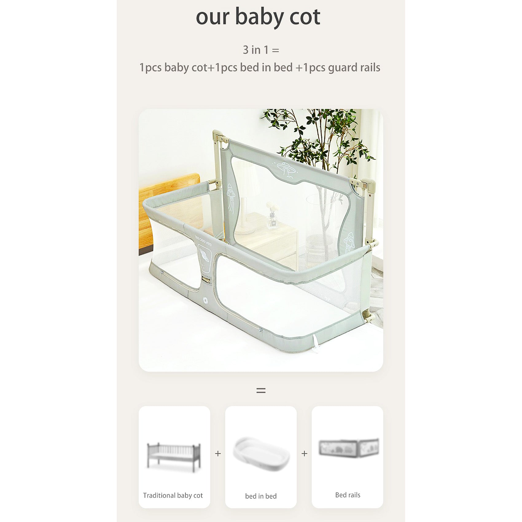Toddler Bed Simple and Lightweight Comfortable Bed Safety Protection Easy To Install F369 - Lusy Store