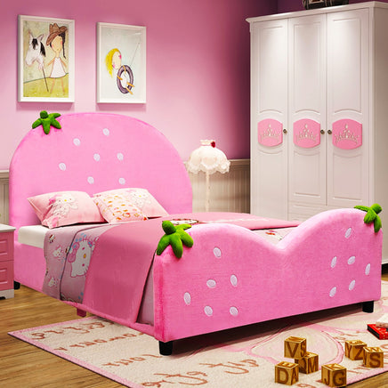 Toddler Bed Upholstered Platform Bedroom Furniture Berry Pattern F372 - Lusy Store