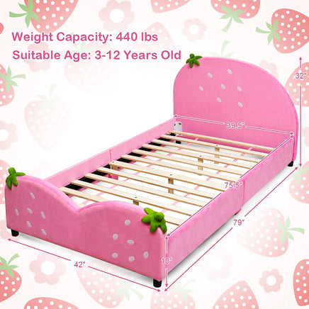 Toddler Bed Upholstered Platform Bedroom Furniture Berry Pattern F372 - Lusy Store