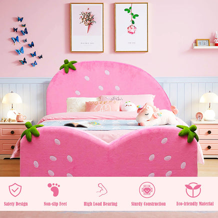 Toddler Bed Upholstered Platform Bedroom Furniture Berry Pattern F372 - Lusy Store