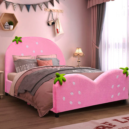 Toddler Bed Upholstered Platform Bedroom Furniture Berry Pattern F372 - Lusy Store