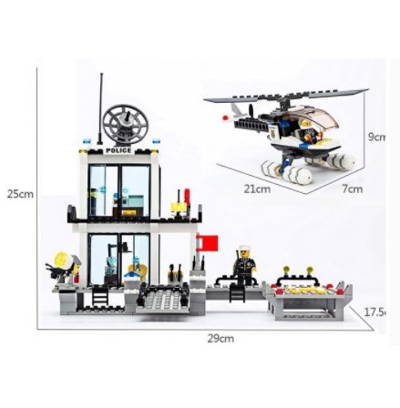 Toys Police Station Helicopter Building Blocks Compatible Legos City Construction Bricks - Lusy Store