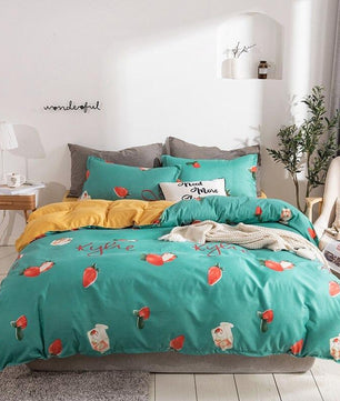 Tropical Bedding Cute Cartoon Unicorn and Flamingo Leave Bedding Sets Gift for Girls Boys - Lusy Store