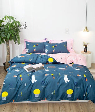 Tropical Bedding Cute Cartoon Unicorn and Flamingo Leave Bedding Sets Gift for Girls Boys - Lusy Store