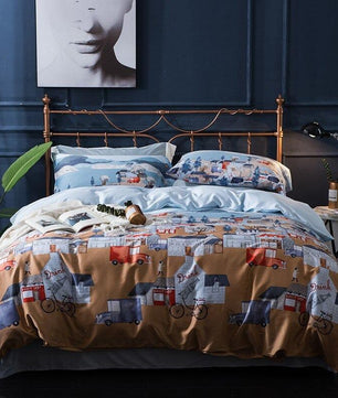 Tropical Bedding Egyptian Cotton 60S Leaves Flowers Silky Soft Queen King Bedding Sets - Lusy Store