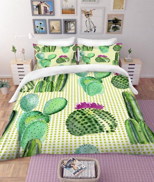 Tropical Bedding Green Cactus Bedding Set 100% Microfiber Sham Plant Print Bed Linen Home Decor - Lusy Store