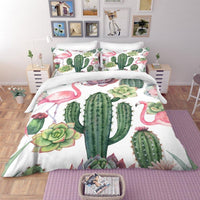 Tropical Bedding Green Cactus Bedding Set 100% Microfiber Sham Plant Print Bed Linen Home Decor - Lusy Store