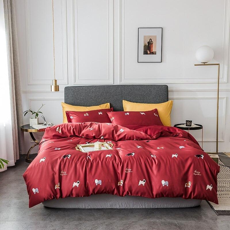 Tropical Bedding Nordic Style Bedding Sets Washed Silk Queen King Size Bed Linen Fitted Sheet - Lusy Store