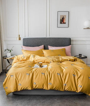 Tropical Bedding Nordic Style Bedding Sets Washed Silk Queen King Size Bed Linen Fitted Sheet - Lusy Store