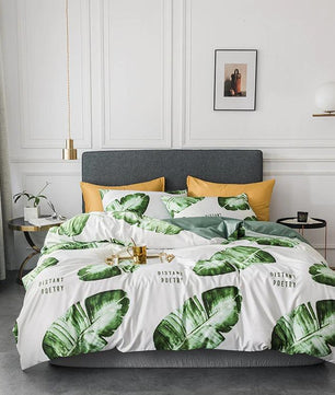 Tropical Bedding Nordic Style Bedding Sets Washed Silk Queen King Size Bed Linen Fitted Sheet - Lusy Store