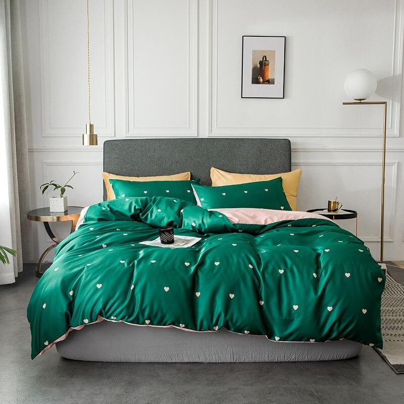 Tropical Bedding Nordic Style Bedding Sets Washed Silk Queen King Size Bed Linen Fitted Sheet - Lusy Store