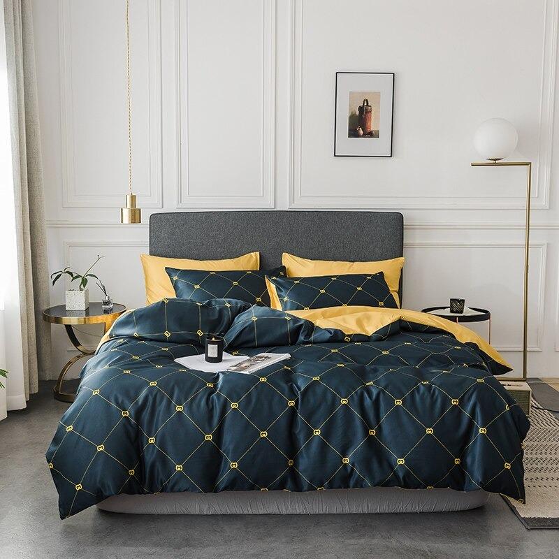 Tropical Bedding Nordic Style Bedding Sets Washed Silk Queen King Size Bed Linen Fitted Sheet - Lusy Store
