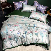 Tropical Bedding Pure Egyptian Cotton Leaves Flowers Silky Soft Queen King Bedding Sets - Lusy Store