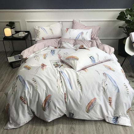 Tropical Bedding Pure Egyptian Cotton Leaves Flowers Silky Soft Queen King Bedding Sets - Lusy Store