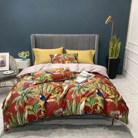 Tropical Bedding Pure Egyptian Cotton Leaves Flowers Silky Soft Queen King Bedding Sets - Lusy Store