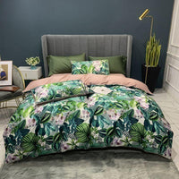 Tropical Bedding Pure Egyptian Cotton Leaves Flowers Silky Soft Queen King Bedding Sets - Lusy Store