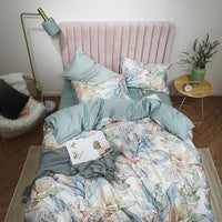 Tropical Bedding Pure Egyptian Cotton Leaves Flowers Silky Soft Queen King Bedding Sets - Lusy Store
