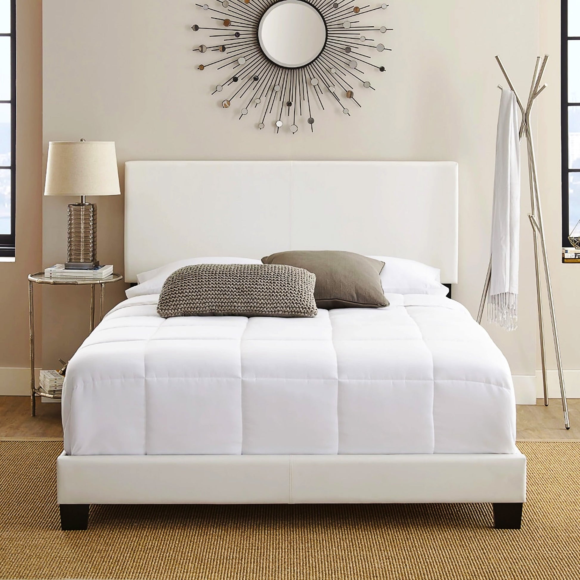 Twin Bed Florence Upholstered Faux Leather Platform Bed Frame Furniture F382 - Lusy Store