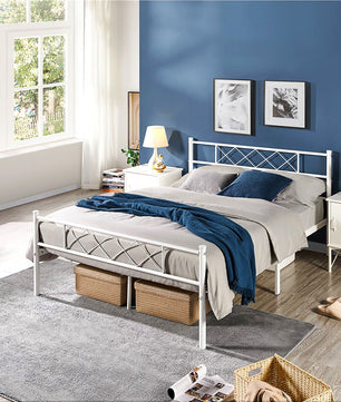 Twin Bed Headboard & Footboard Metal X-Design Black Bedroom Furniture F384 - Lusy Store