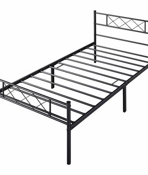 Twin Bed Headboard & Footboard Metal X-Design Black Bedroom Furniture F384 - Lusy Store