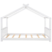 Twin Bed House Platform Bed with Headboard and Footboard Roof Design F407 - Lusy Store