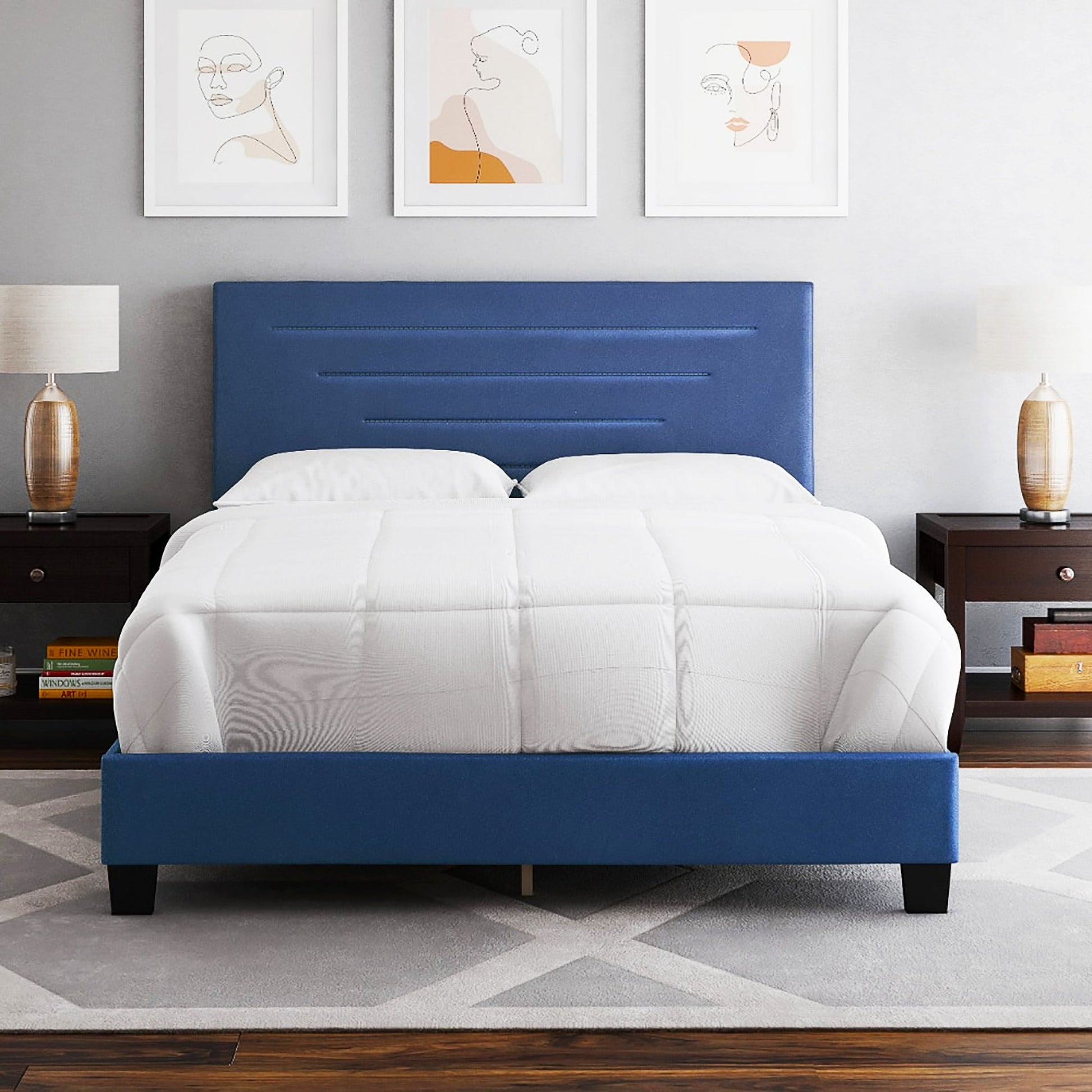 Twin Bed Luxembourg Upholstered Faux Leather Platform Bed Furniture Bed Frame F386 - Lusy Store