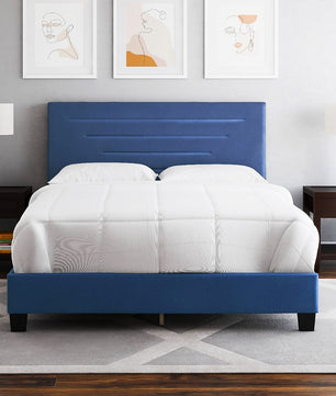 Twin Bed Luxembourg Upholstered Faux Leather Platform Bed Furniture Bed Frame F386 - Lusy Store