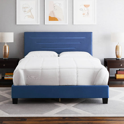 Twin Bed Luxembourg Upholstered Faux Leather Platform Bed Furniture Bed Frame F386 - Lusy Store