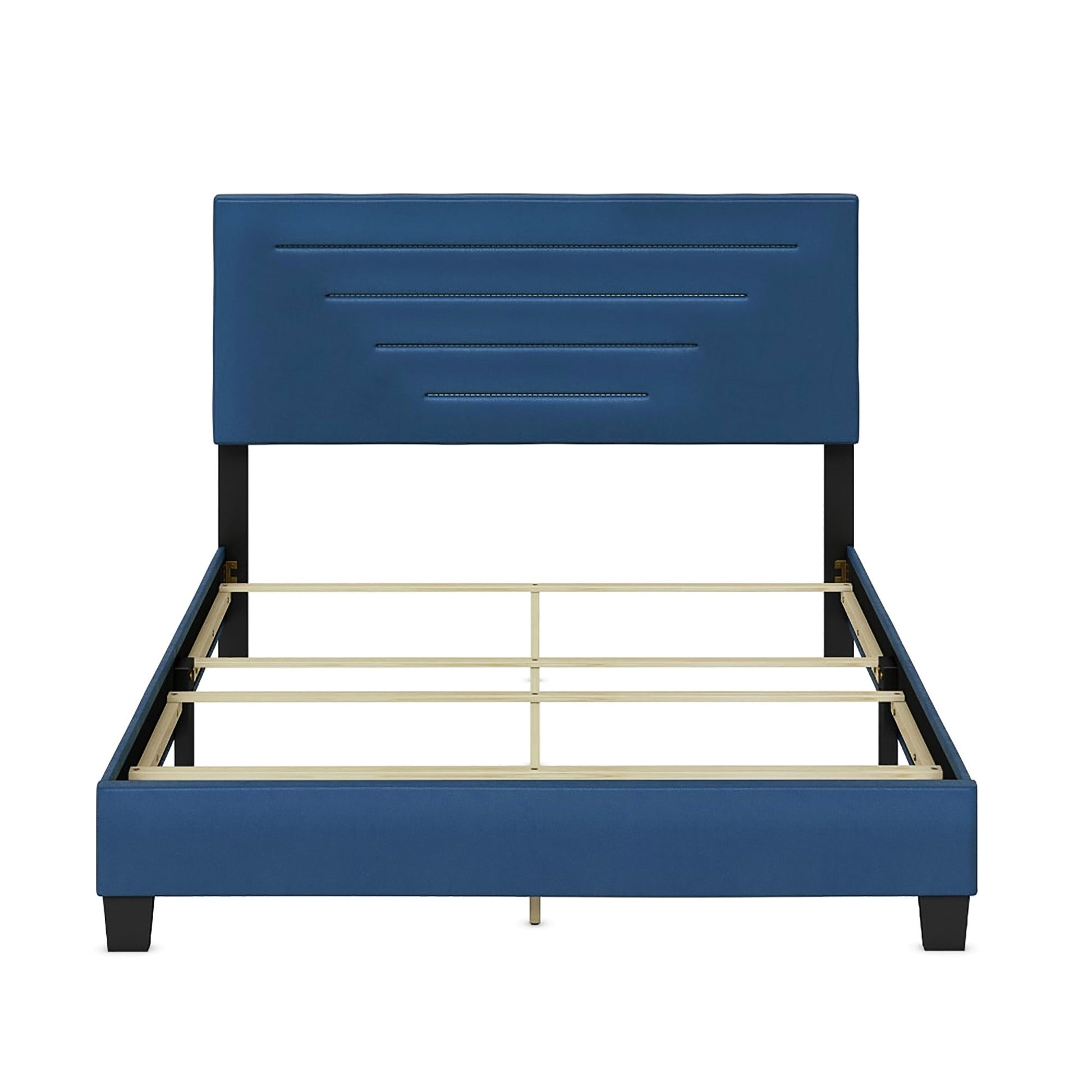 Twin Bed Luxembourg Upholstered Faux Leather Platform Bed Furniture Bed Frame F386 - Lusy Store