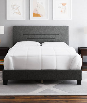 Twin Bed Luxembourg Upholstered Faux Leather Platform Bed Furniture Bed Frame F386 - Lusy Store