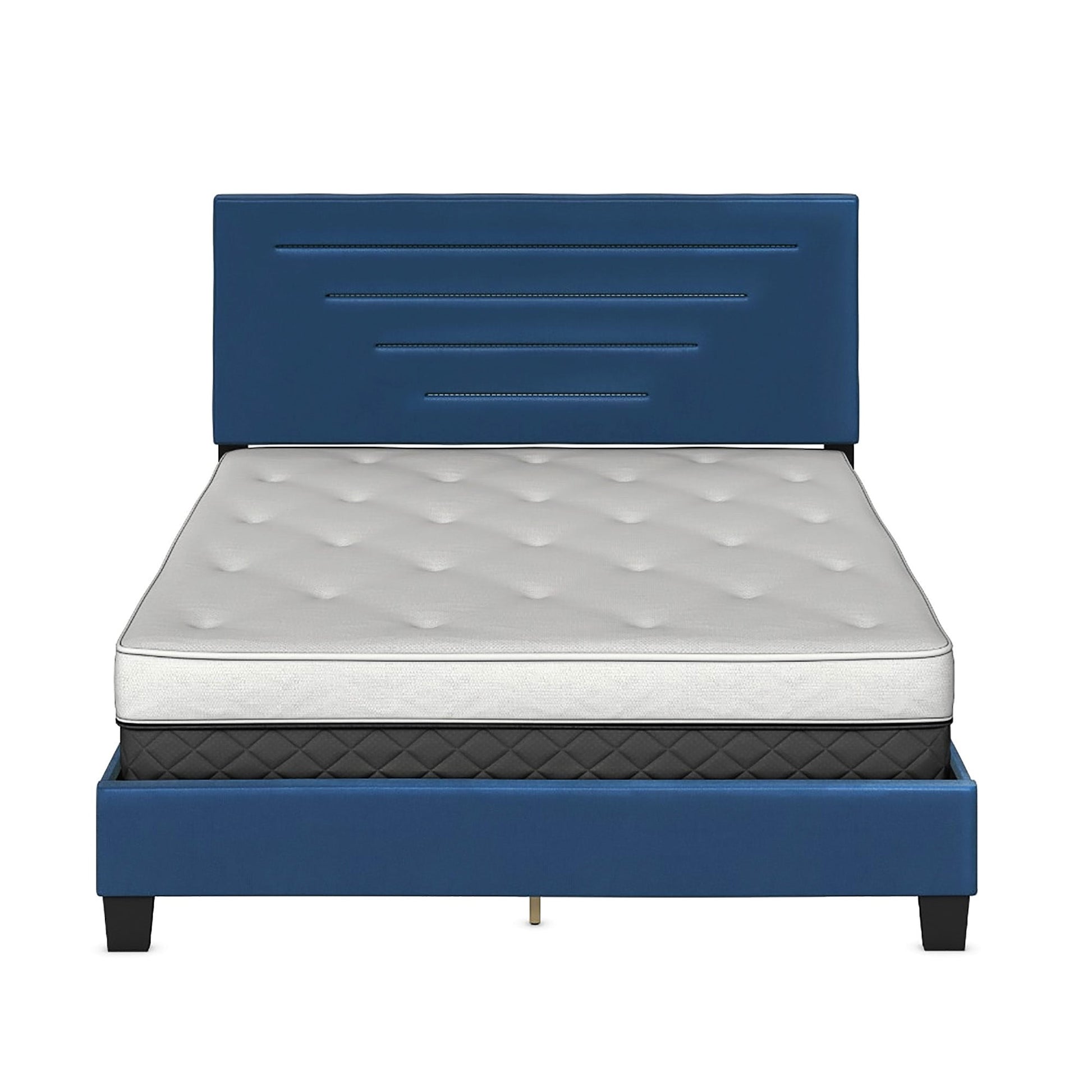 Twin Bed Luxembourg Upholstered Faux Leather Platform Bed Furniture Bed Frame F386 - Lusy Store