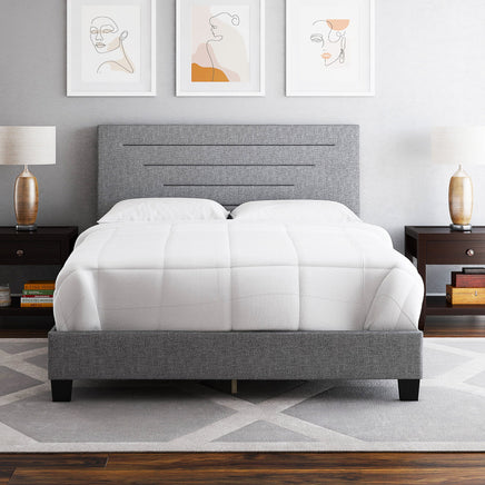Twin Bed Luxembourg Upholstered Faux Leather Platform Bed Furniture Bed Frame F386 - Lusy Store