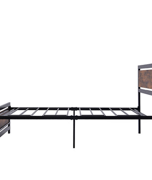 Twin Bed Metal And Wood Bed Frame With Headboard And Footboard Easy to Assemble F406 - Lusy Store