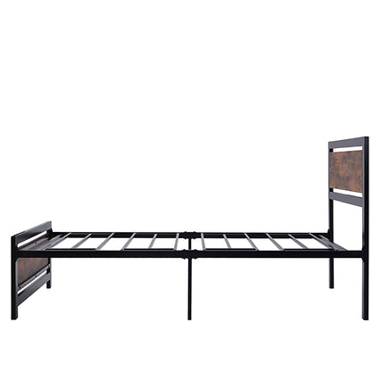 Twin Bed Metal And Wood Bed Frame With Headboard And Footboard Easy to Assemble F406 - Lusy Store