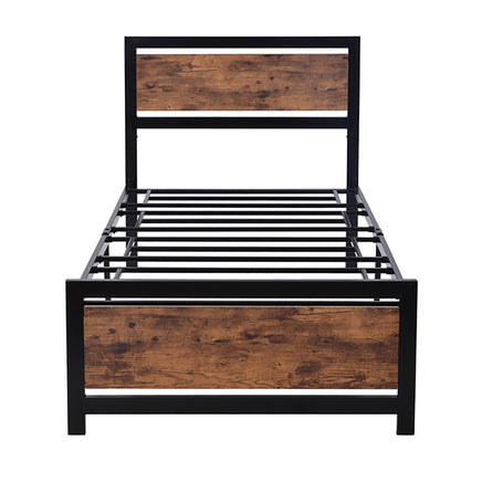 Twin Bed Metal And Wood Bed Frame With Headboard And Footboard Easy to Assemble F406 - Lusy Store