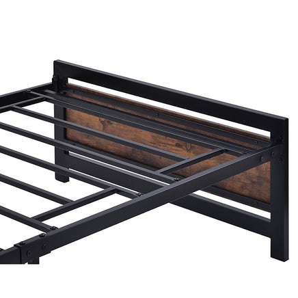 Twin Bed Metal And Wood Bed Frame With Headboard And Footboard Easy to Assemble F406 - Lusy Store