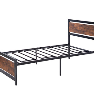 Twin Bed Metal And Wood Bed Frame With Headboard And Footboard Easy to Assemble F406 - Lusy Store