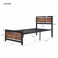 Twin Bed Metal And Wood Bed Frame With Headboard And Footboard Easy to Assemble F406 - Lusy Store