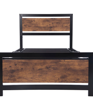 Twin Bed Metal And Wood Bed Frame With Headboard And Footboard Easy to Assemble F406 - Lusy Store