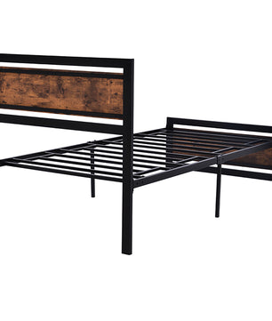 Twin Bed Metal And Wood Bed Frame With Headboard And Footboard Easy to Assemble F406 - Lusy Store