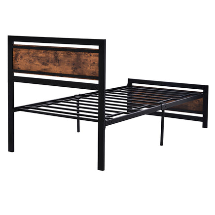 Twin Bed Metal And Wood Bed Frame With Headboard And Footboard Easy to Assemble F406 - Lusy Store