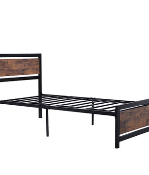 Twin Bed Metal And Wood Bed Frame With Headboard And Footboard Easy to Assemble F406 - Lusy Store