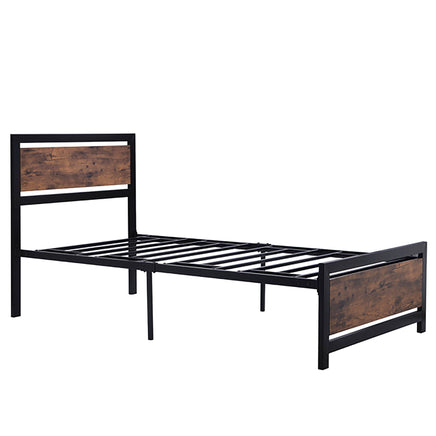 Twin Bed Metal And Wood Bed Frame With Headboard And Footboard Easy to Assemble F406 - Lusy Store