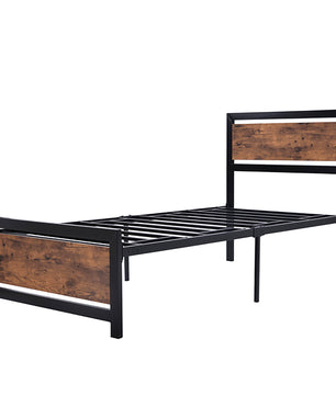 Twin Bed Metal And Wood Bed Frame With Headboard And Footboard Easy to Assemble F406 - Lusy Store