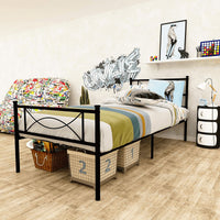 Twin Bed Metal Bed Frame Mattress Foundation with Headboard and Footboard F381 - Lusy Store