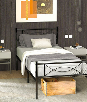 Twin Bed Metal Bed Frame Mattress Foundation with Headboard and Footboard F381 - Lusy Store