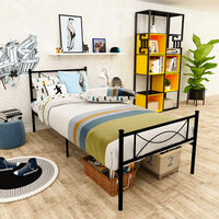 Twin Bed Metal Bed Frame Mattress Foundation with Headboard and Footboard F381 - Lusy Store
