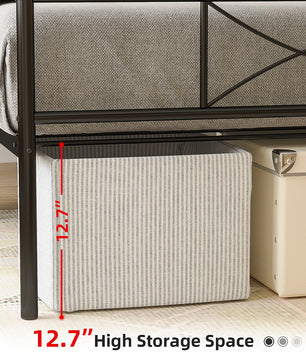 Twin Bed Metal Bed Frame Mattress Foundation with Headboard and Footboard F381 - Lusy Store