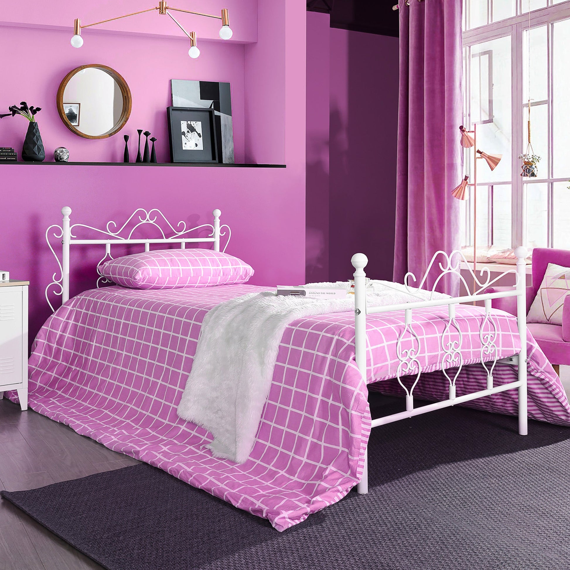 Twin Bed Metal Bed Frame With Headboard And Footboard Single Platform Mattress Base F408 - Lusy Store