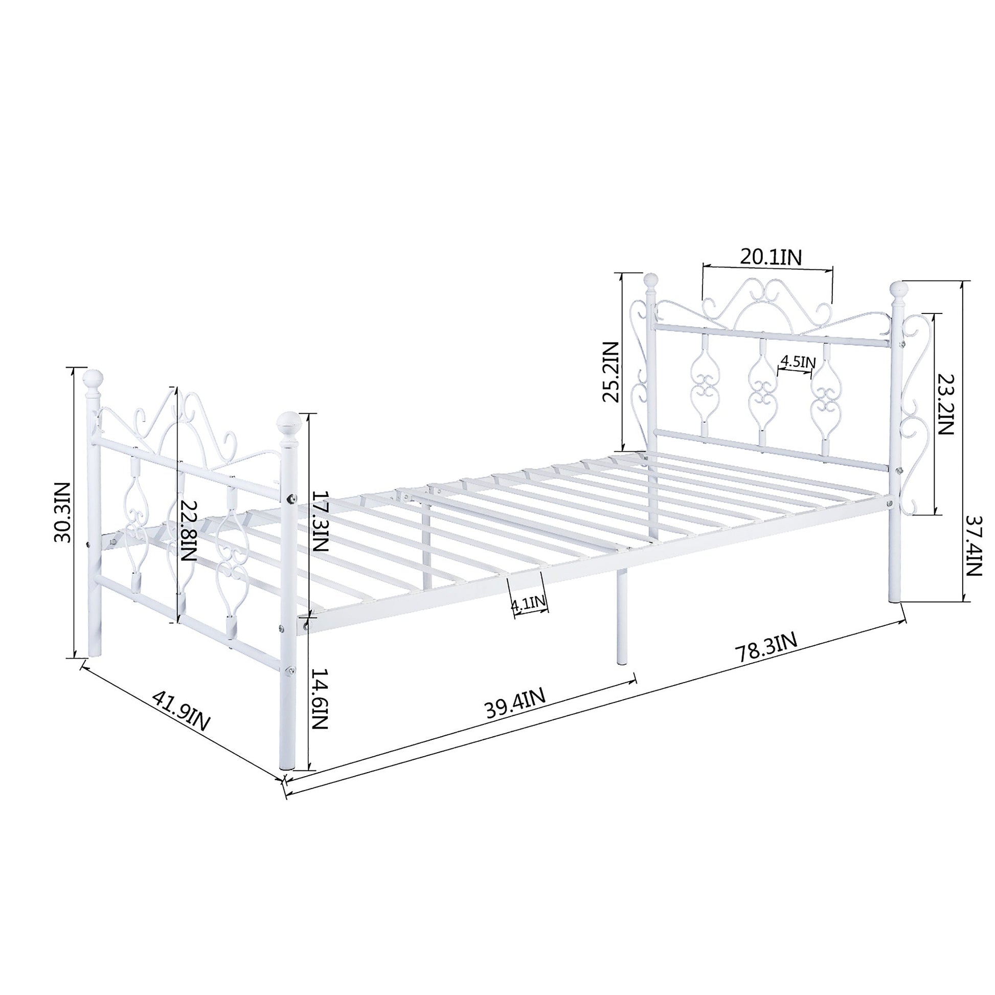 Twin Bed Metal Bed Frame With Headboard And Footboard Single Platform Mattress Base F408 - Lusy Store